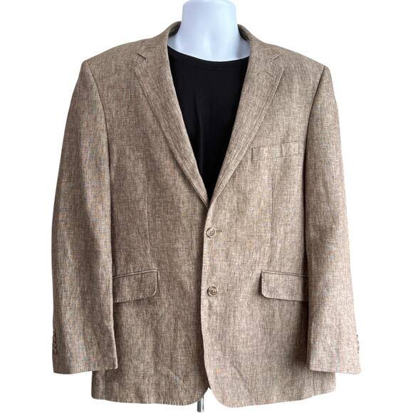 Joseph Abboud Mens 100% Linen Blazer Sport Coat Beige Size 42 Regular Wedding - Picture 1 of 6